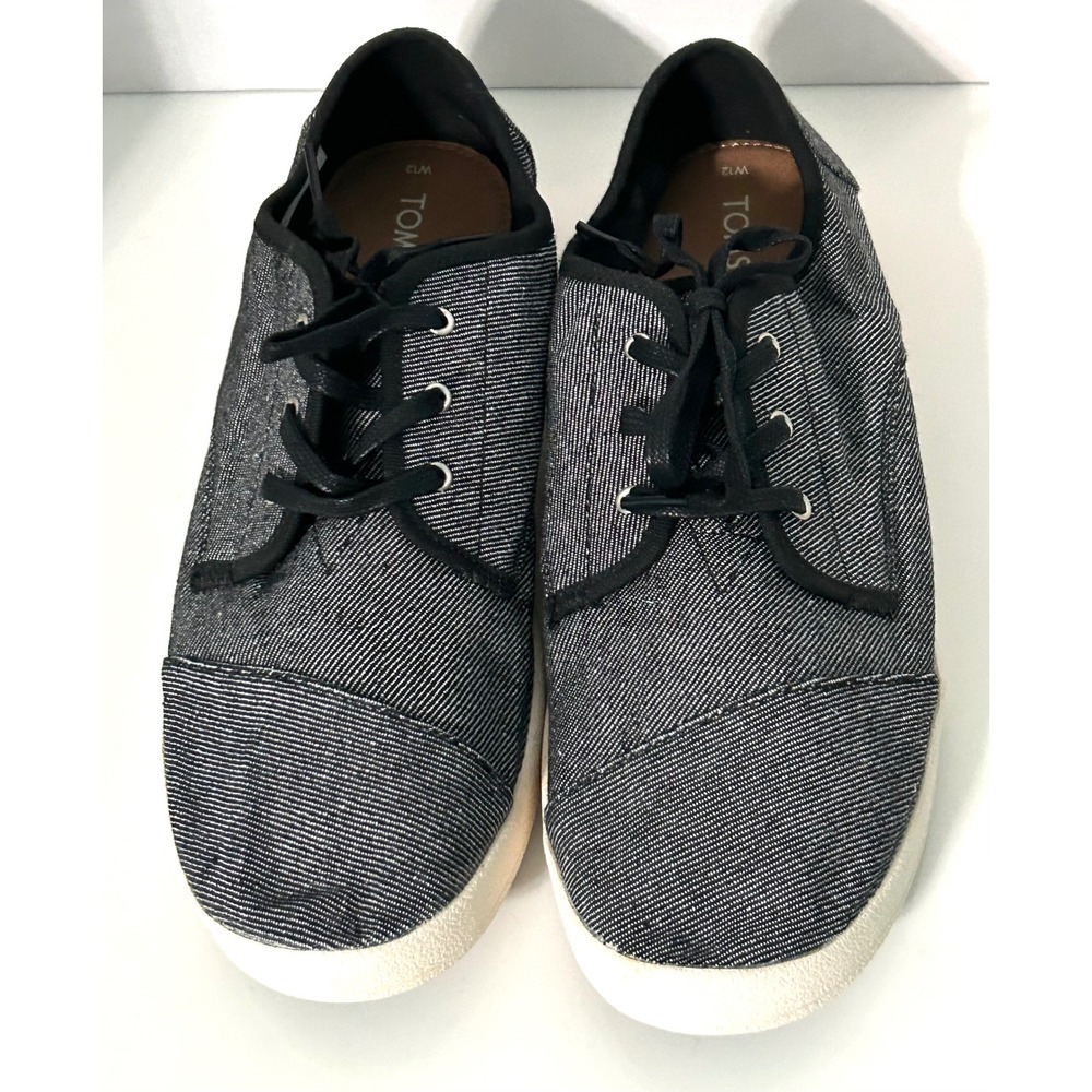TOMS Paseo Black Twill Sneakers Black Twill Chambray Womens Size 12 NWOT